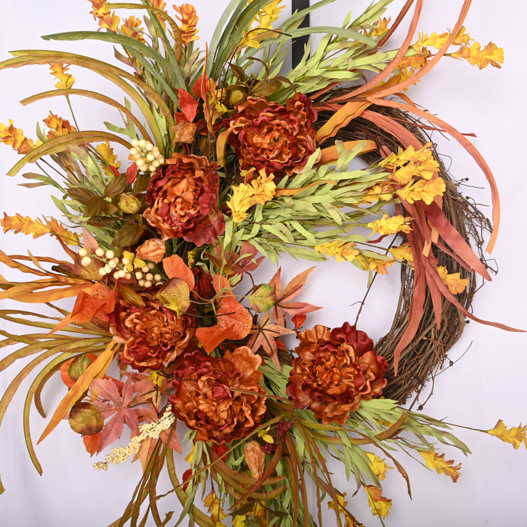 Primrue Handcrafted Faux Peony 26'' Wreath & Reviews Wayfair